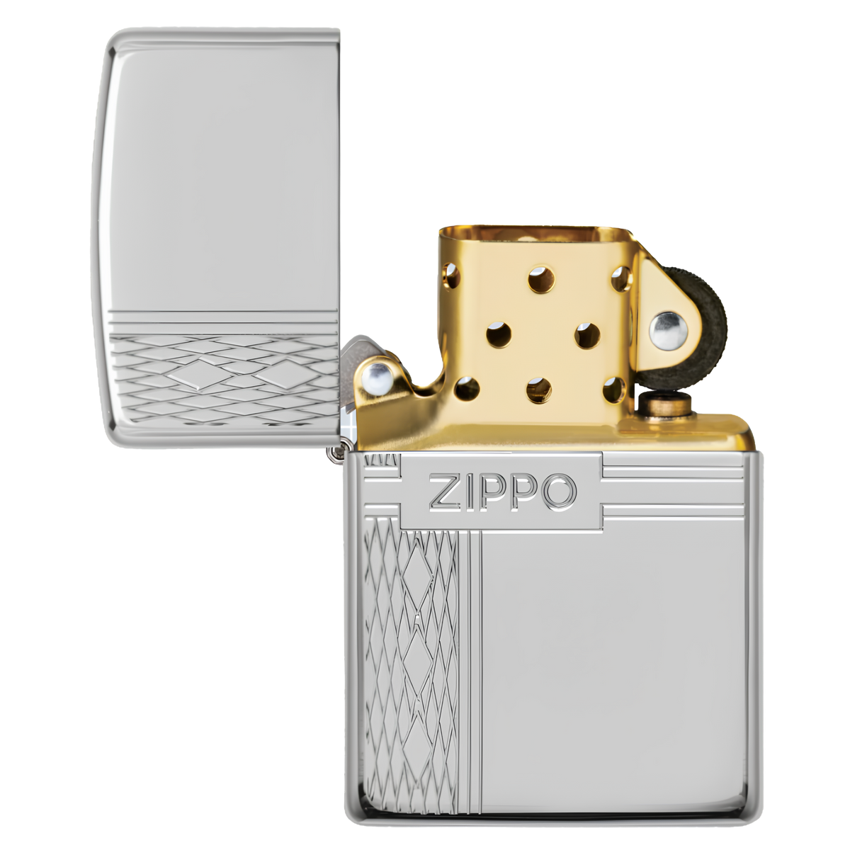 Sterling Silver Zippo Diamond Design