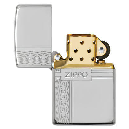 Sterling Silver Zippo Diamond Design
