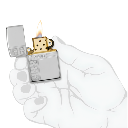 Sterling Silver Zippo Diamond Design