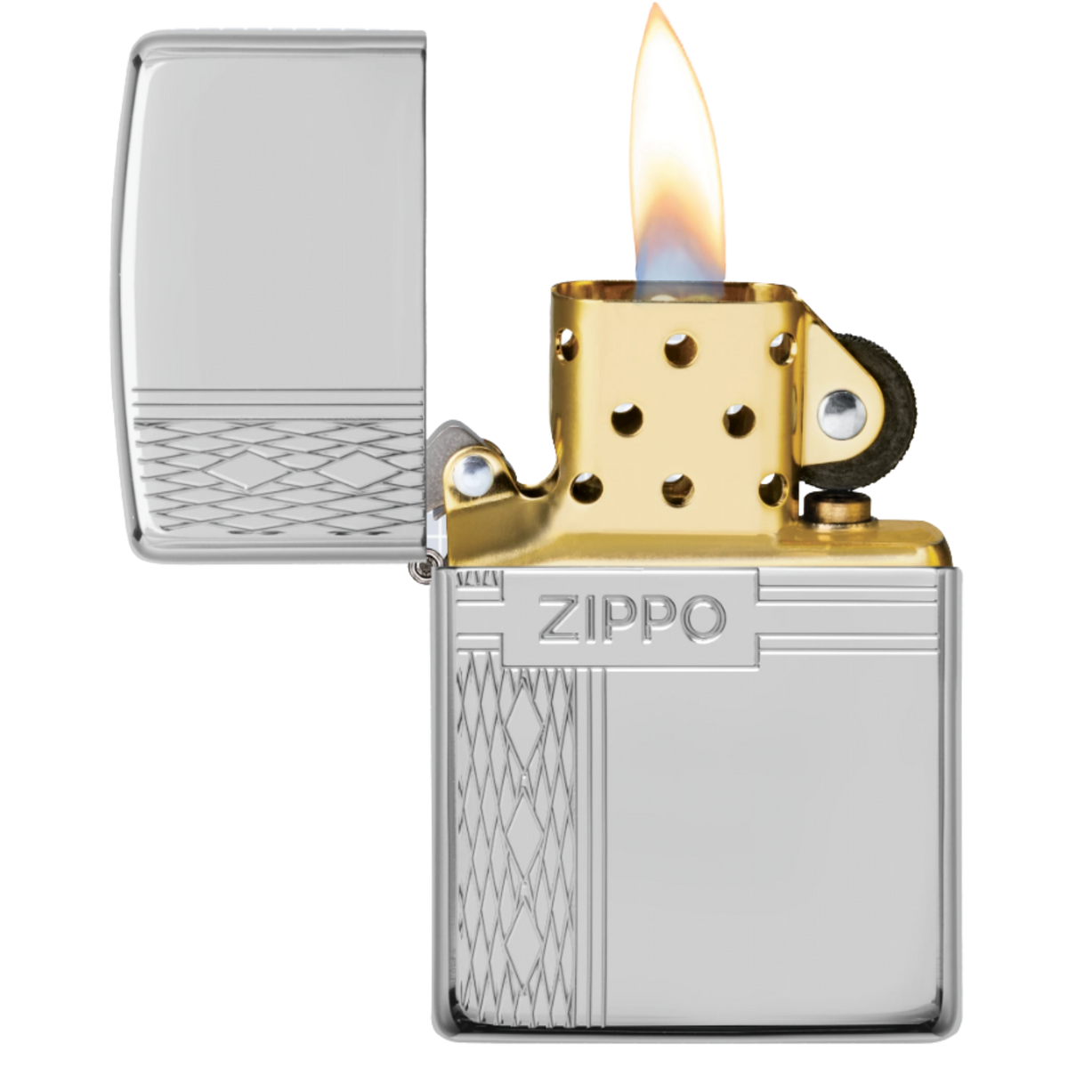 Sterling Silver Zippo Diamond Design