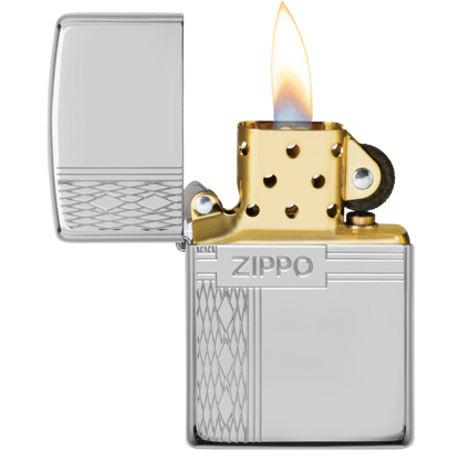 Sterling Silver Zippo Diamond Design