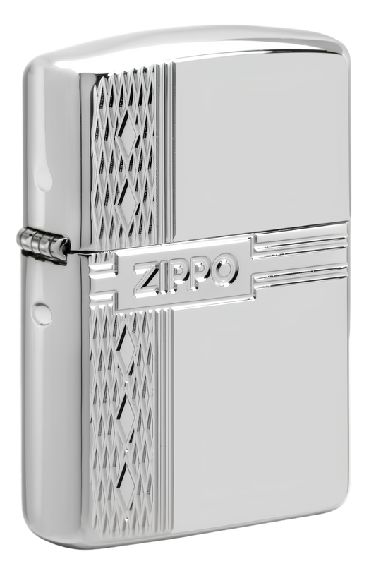 Sterling Silver Zippo Diamond Design
