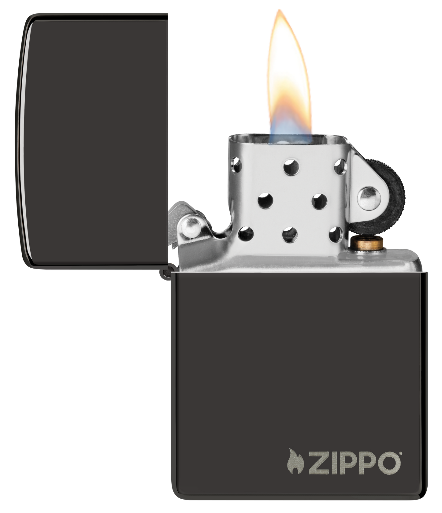 Classic High Polish Black Zippo Logo