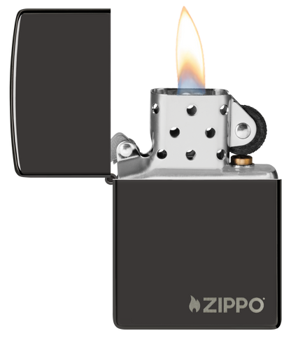 Classic High Polish Black Zippo Logo