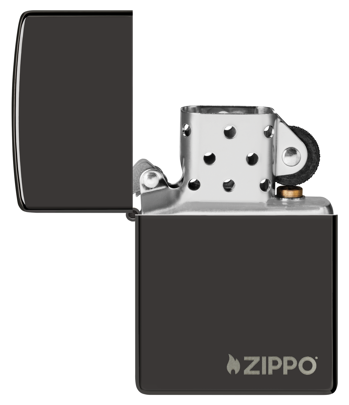 Classic High Polish Black Zippo Logo