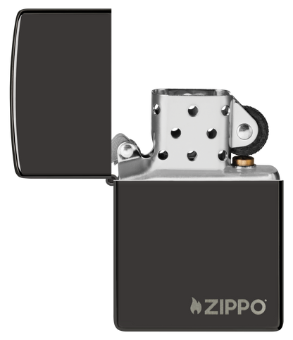 Classic High Polish Black Zippo Logo