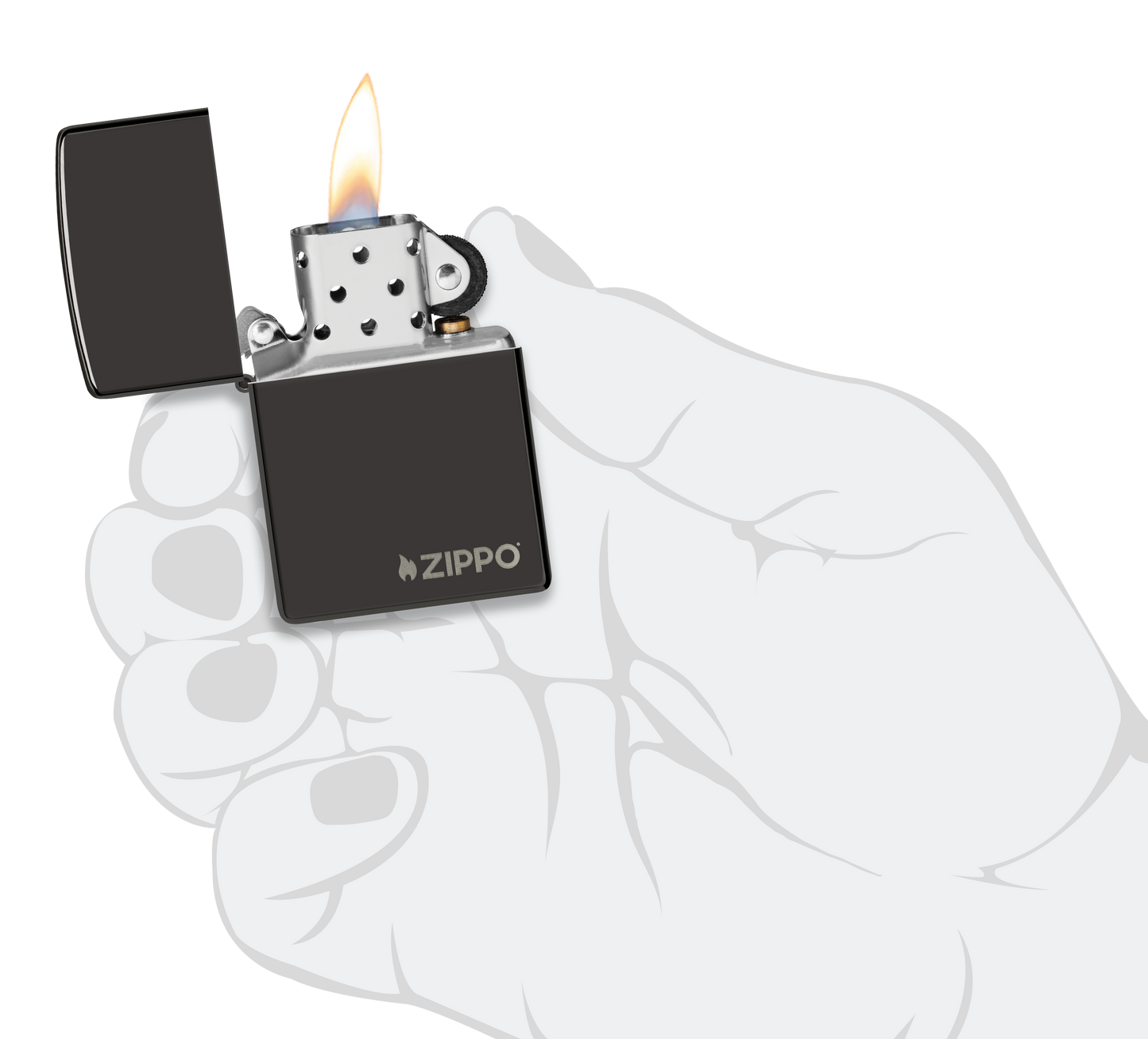 Classic High Polish Black Zippo Logo