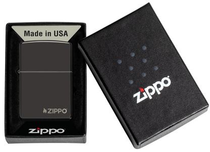 Classic High Polish Black Zippo Logo