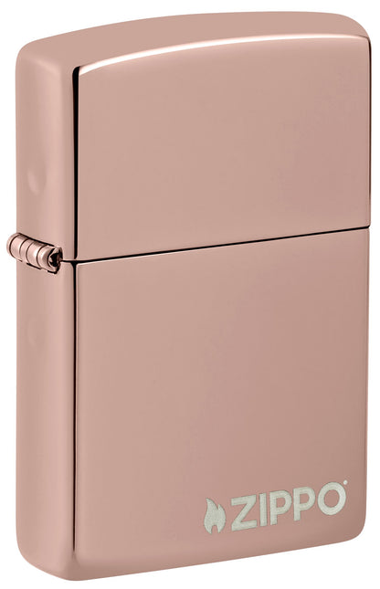 Classic High Polish Rose Gold Zippo Logo