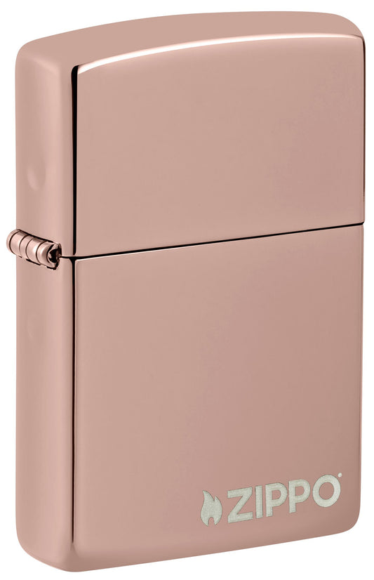 Classic High Polish Rose Gold Zippo Logo